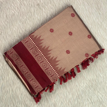 Manjima Soft Silk saree with maroon tint
