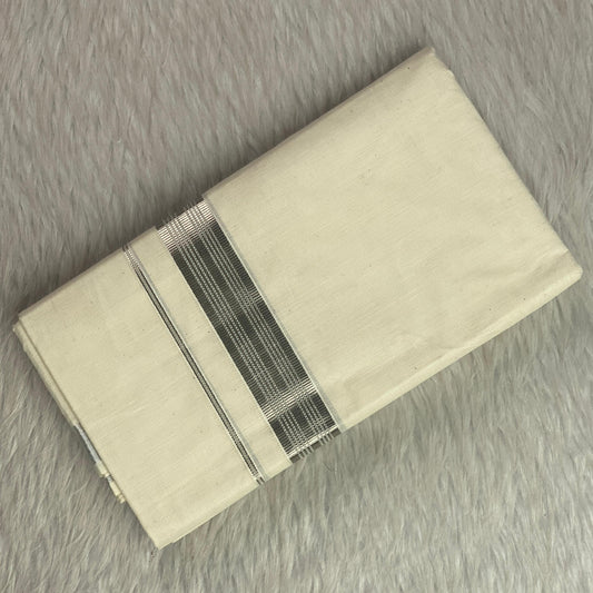 Premium Off-White Dhoti with Silver Border