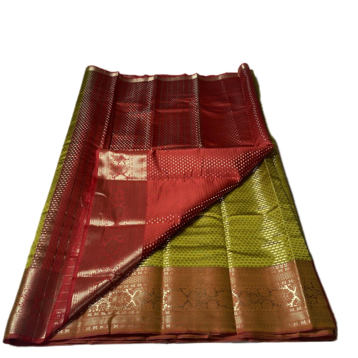 Priya Banarasi Butti Silk Saree Olive Green