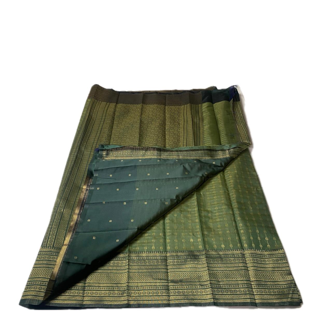 Zayna Royal Emerald with Golden Floral Kasavu