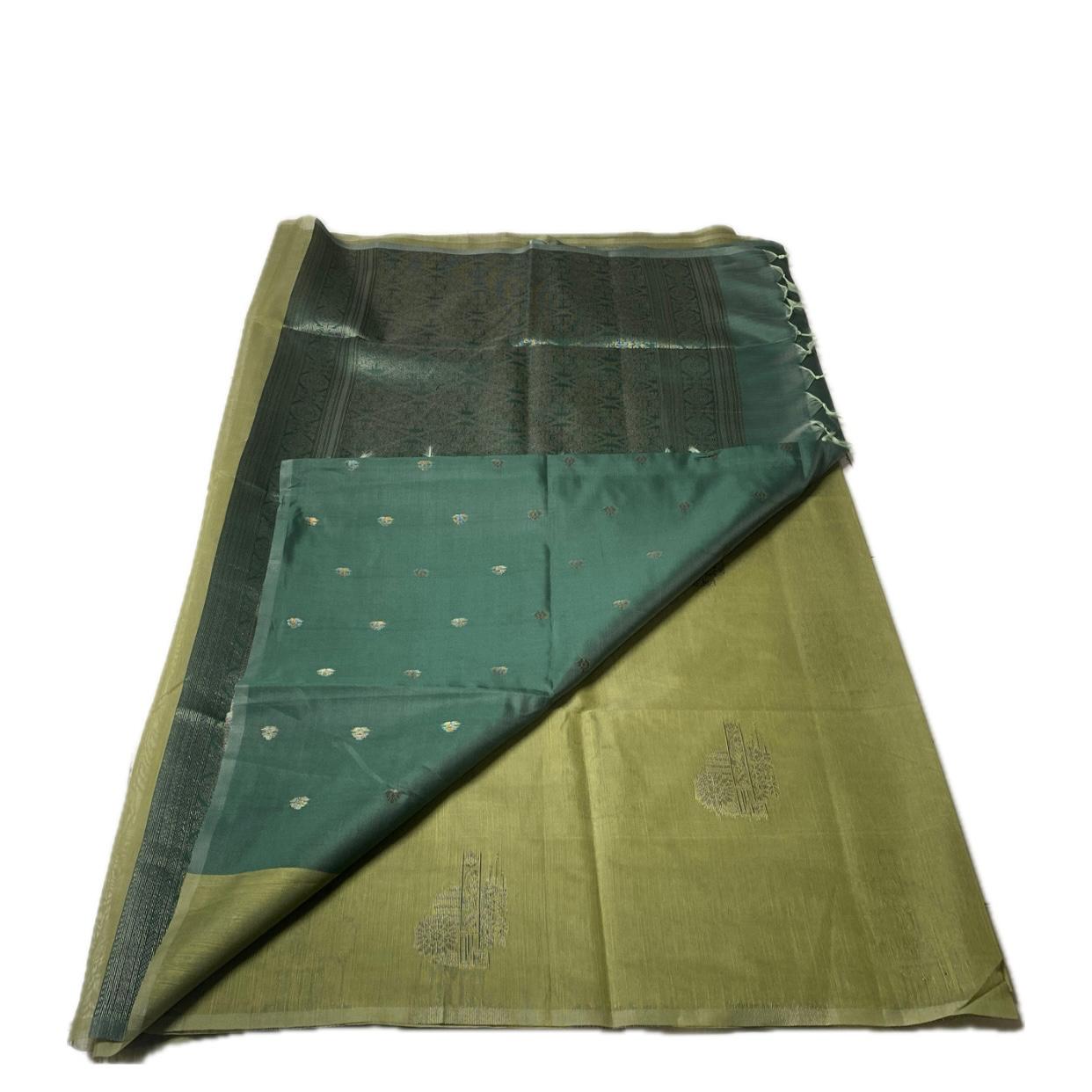 Shanmathi Floral Saree Olive Green
