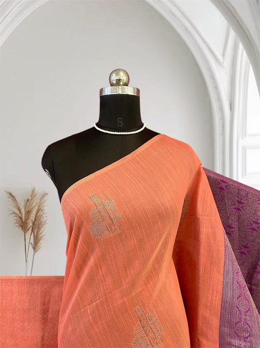 Shanmathi Floral Saree Light Orange