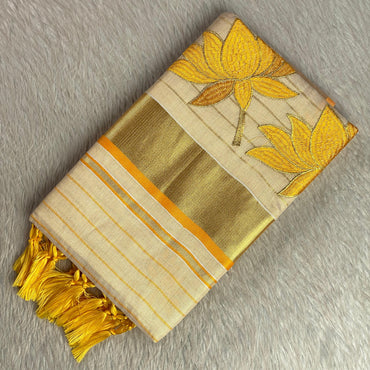 Pankaja Lotus Kerala Tissue Saree Yellow