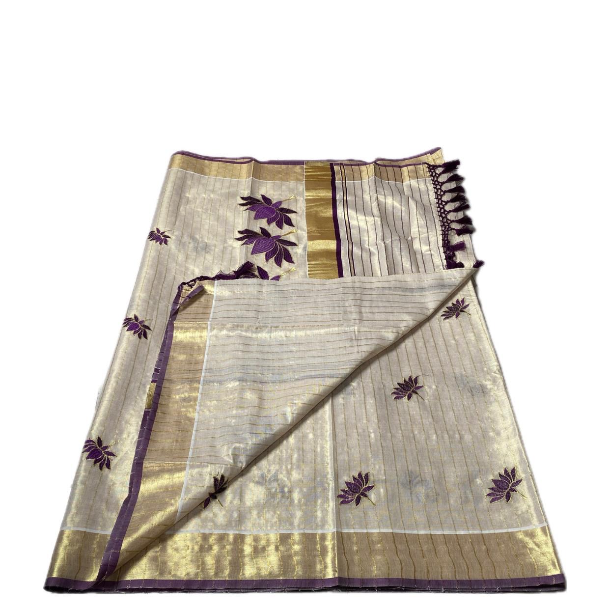 Padmapriya Lotus Kerala Tissue Saree Purple