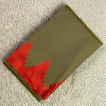 Aadhya Olive Green Saree with Red Temple Border