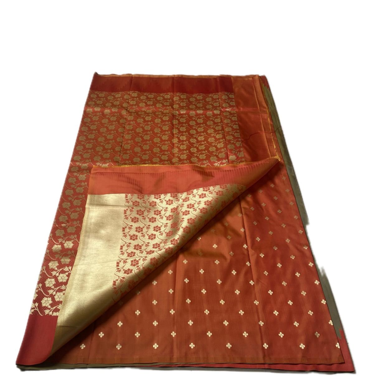 Aadhya Olive Green Saree with Red Temple Border