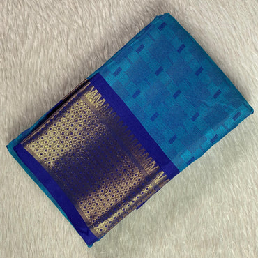 Veena Ocean Blue Cotton Saree