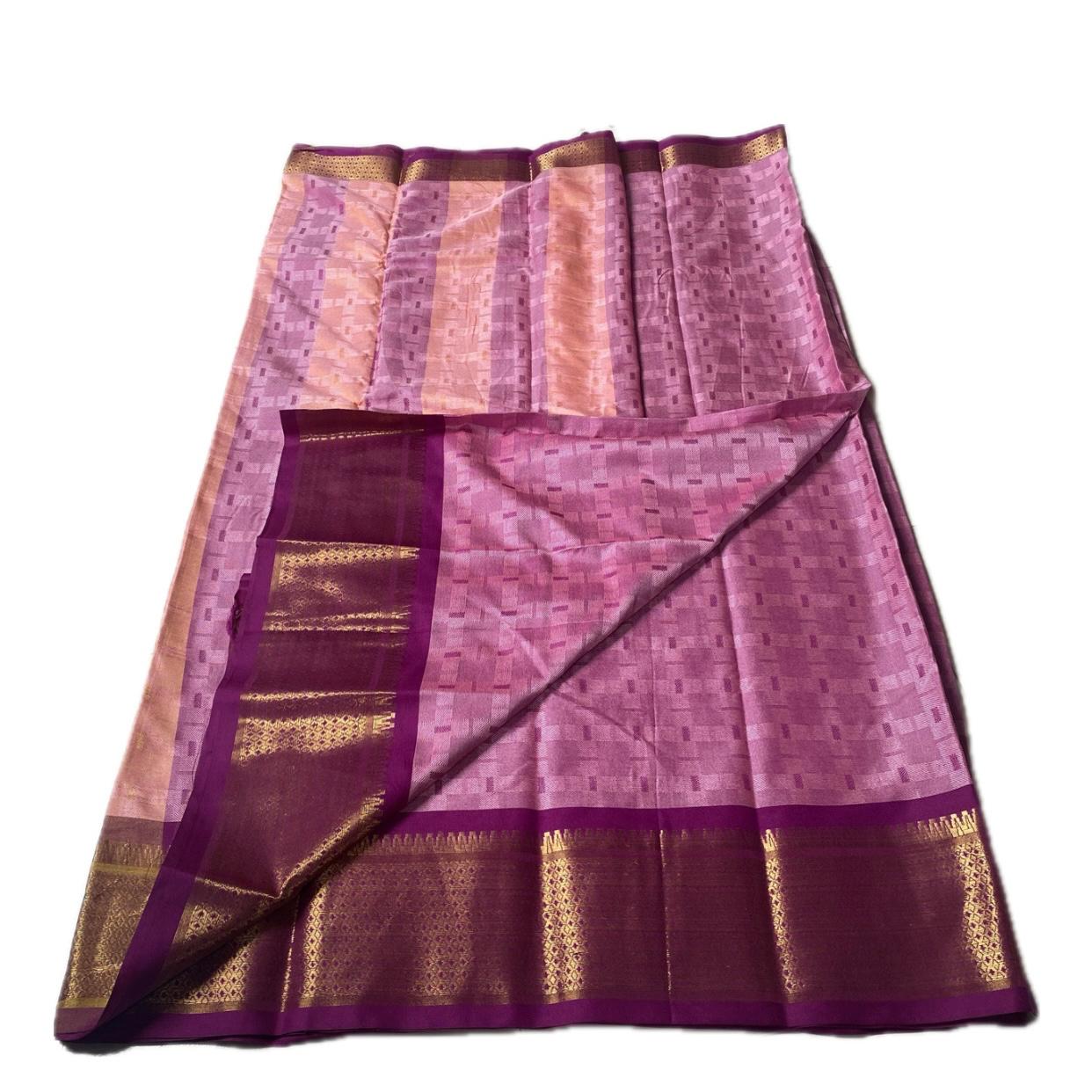 Veena Pink Cotton Saree