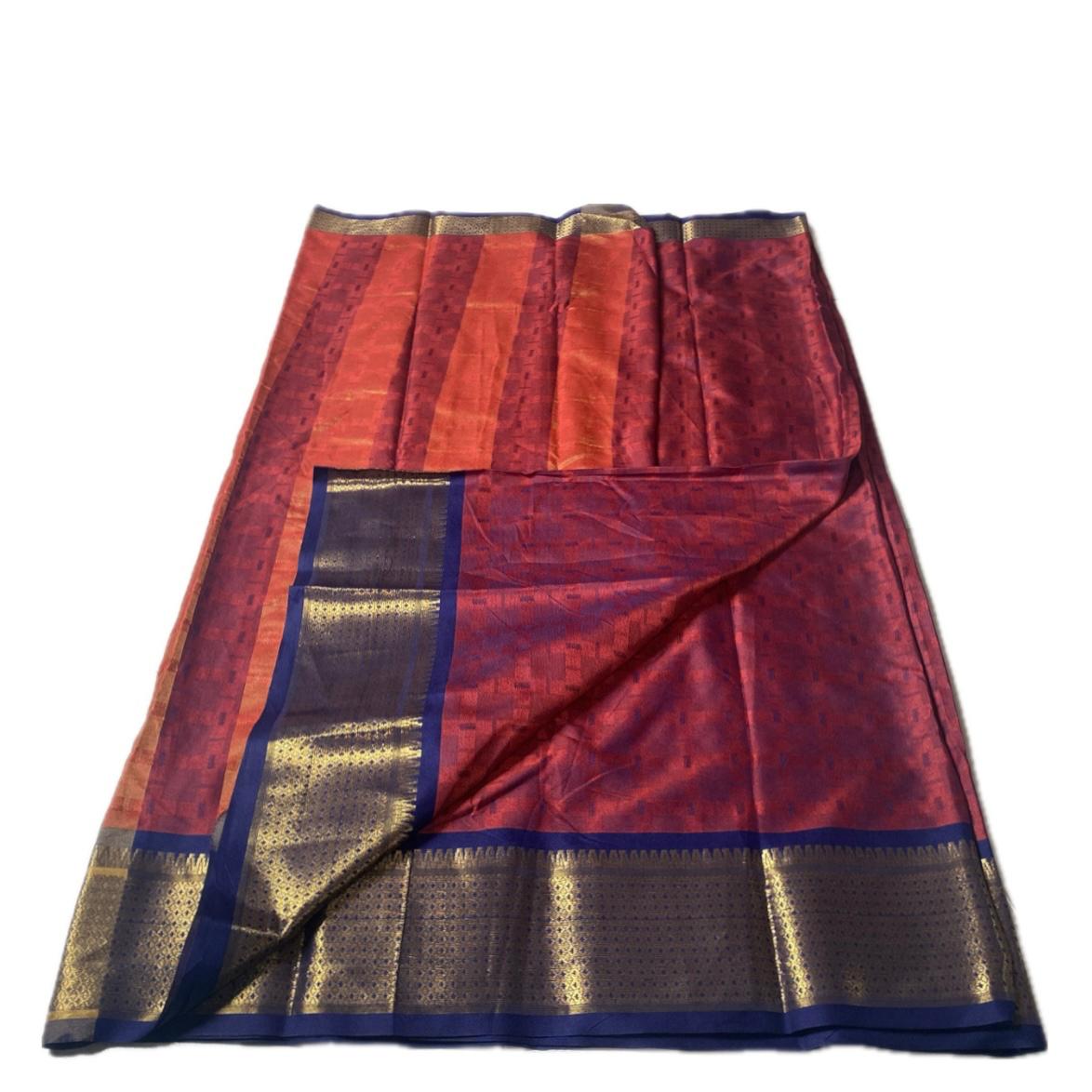Veena Red Cotton Saree