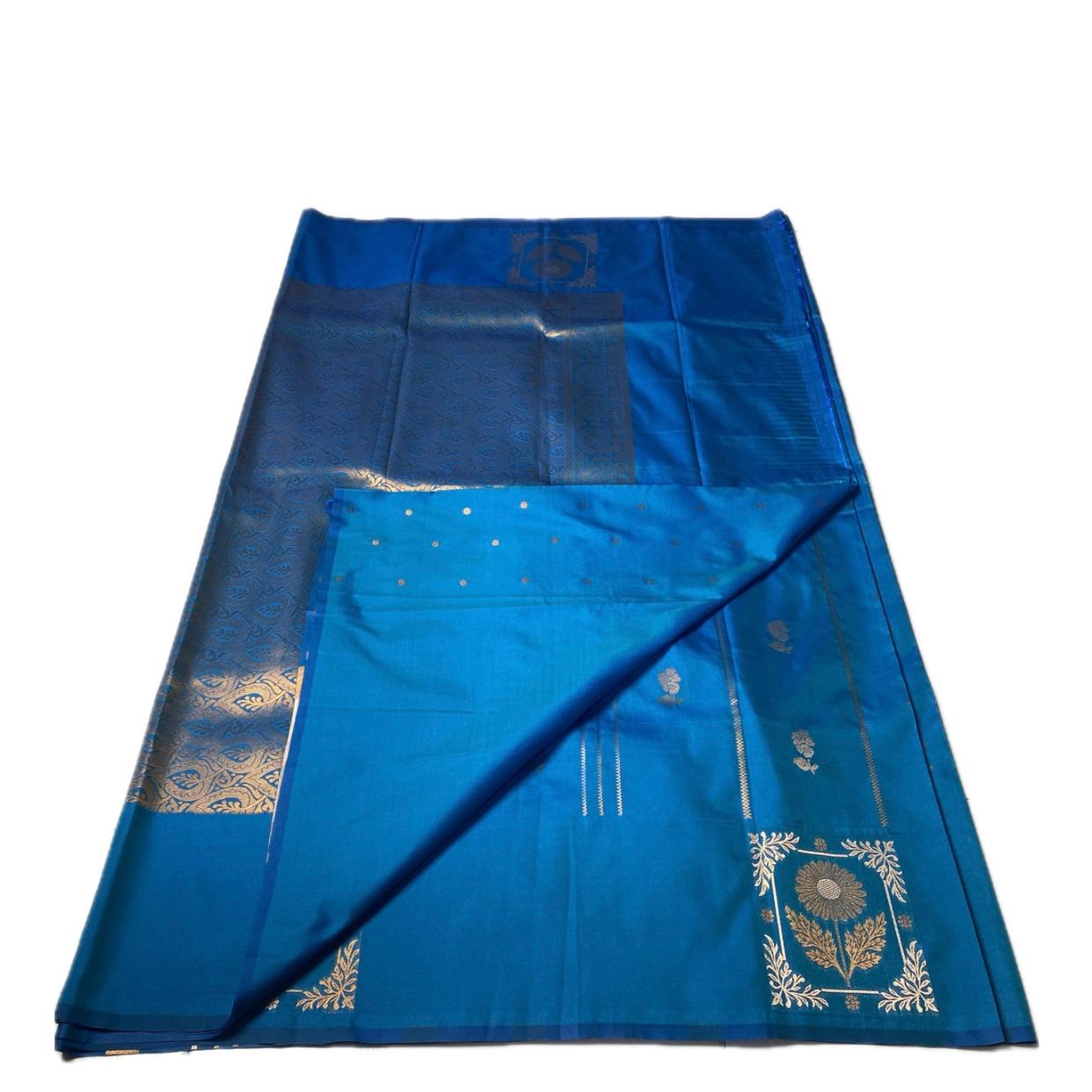 Royal Blue Traditional Chanderi Cotton Silk Saree