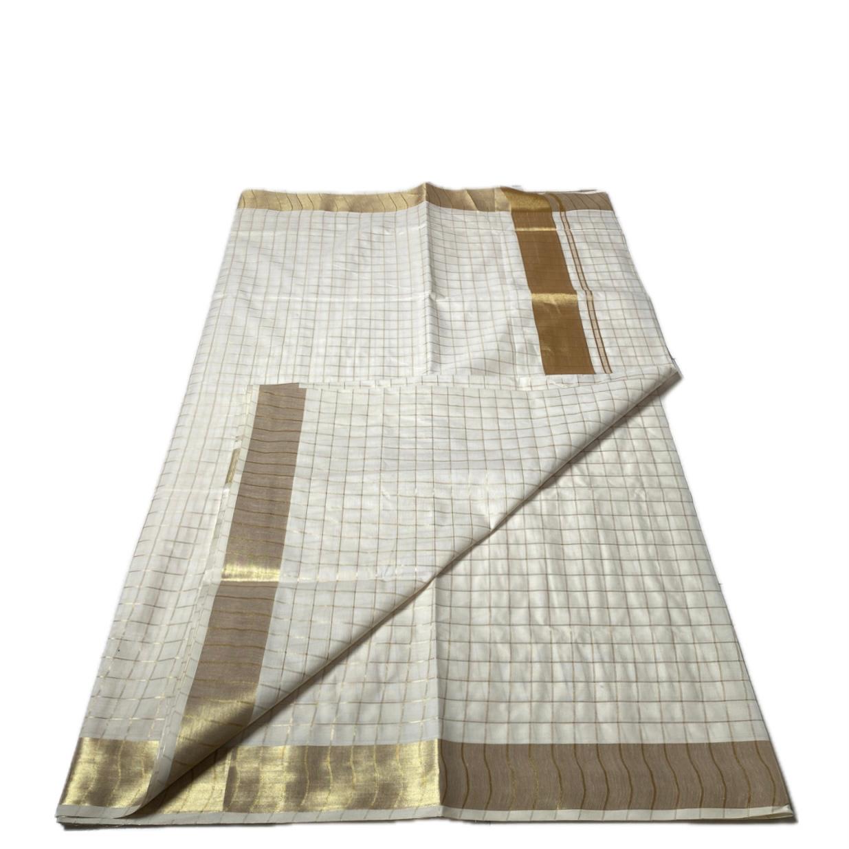 Ponvalli Kerala Checks Kasavu saree