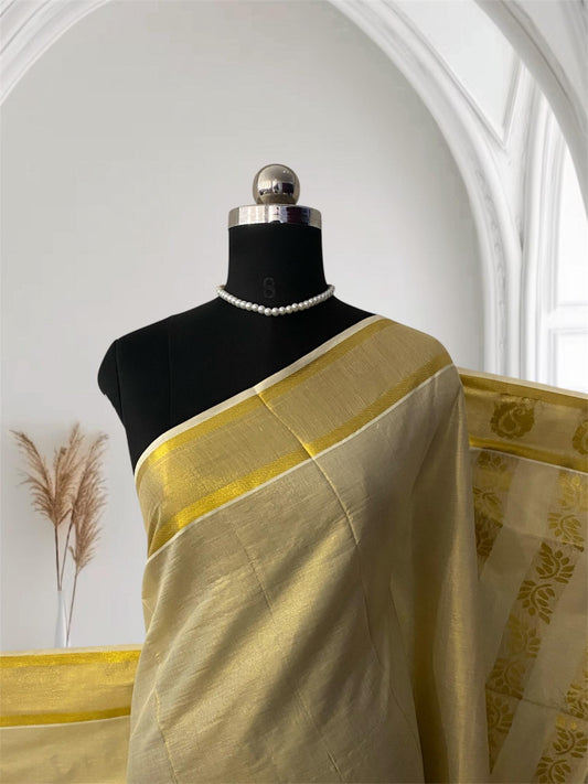 Poornima Tissue Kerala Kasavu Sareee