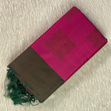 Theertha Soft Silk Saree Pink with Green Border