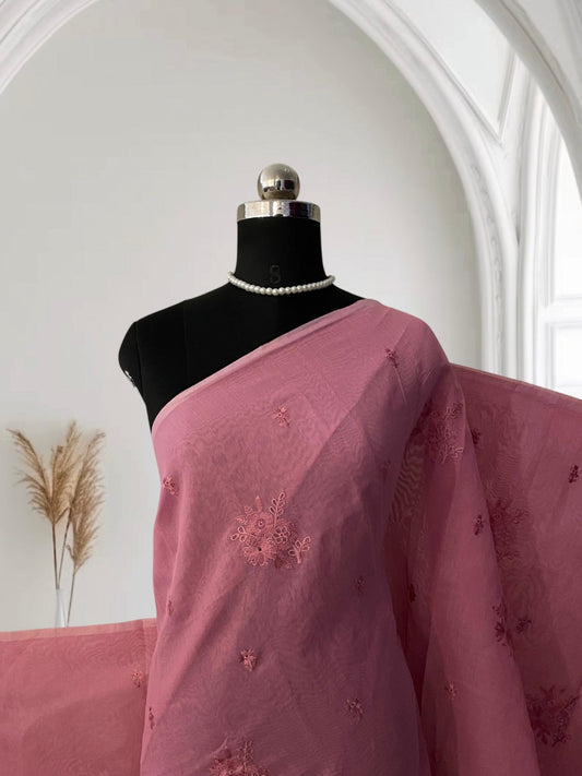 Chaithra Pink Chanderi Silk Floral Saree (Dress Code)