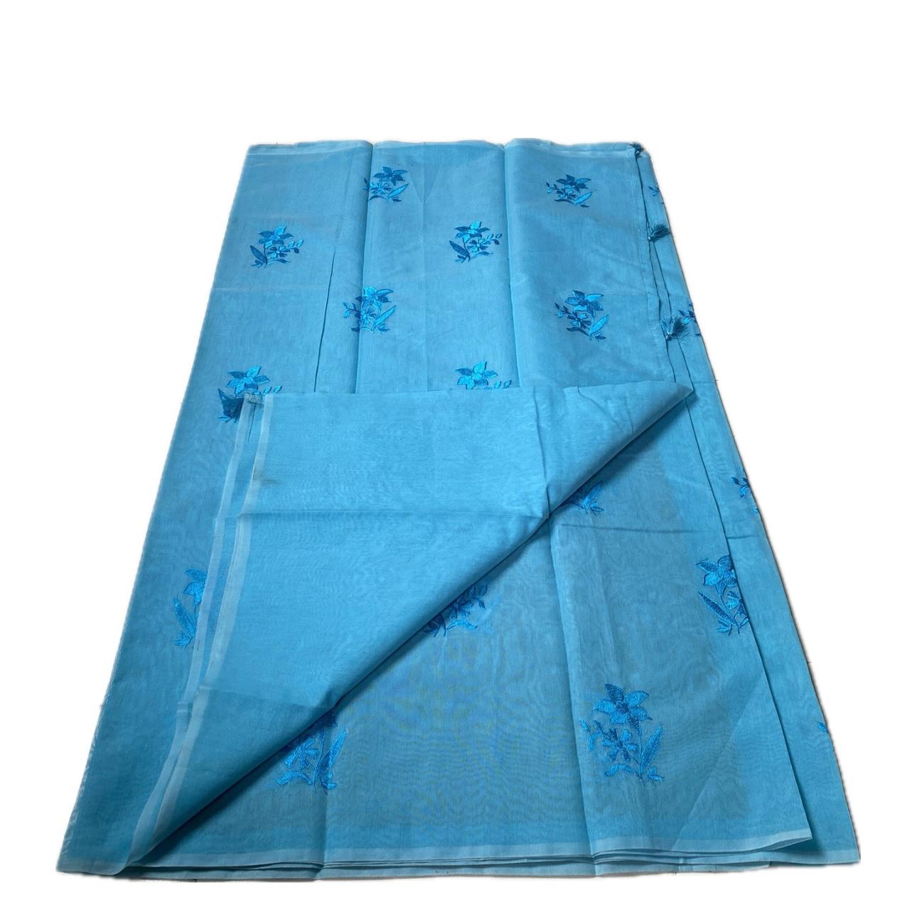 Chaithra Light Blue Chanderi Silk Floral Saree