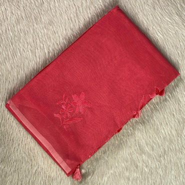 Chaithra Red Chanderi Silk Floral Saree (Dress Code)