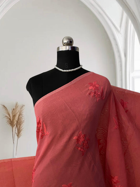 Chaithra Red Chanderi Silk Floral Saree (Dress Code)