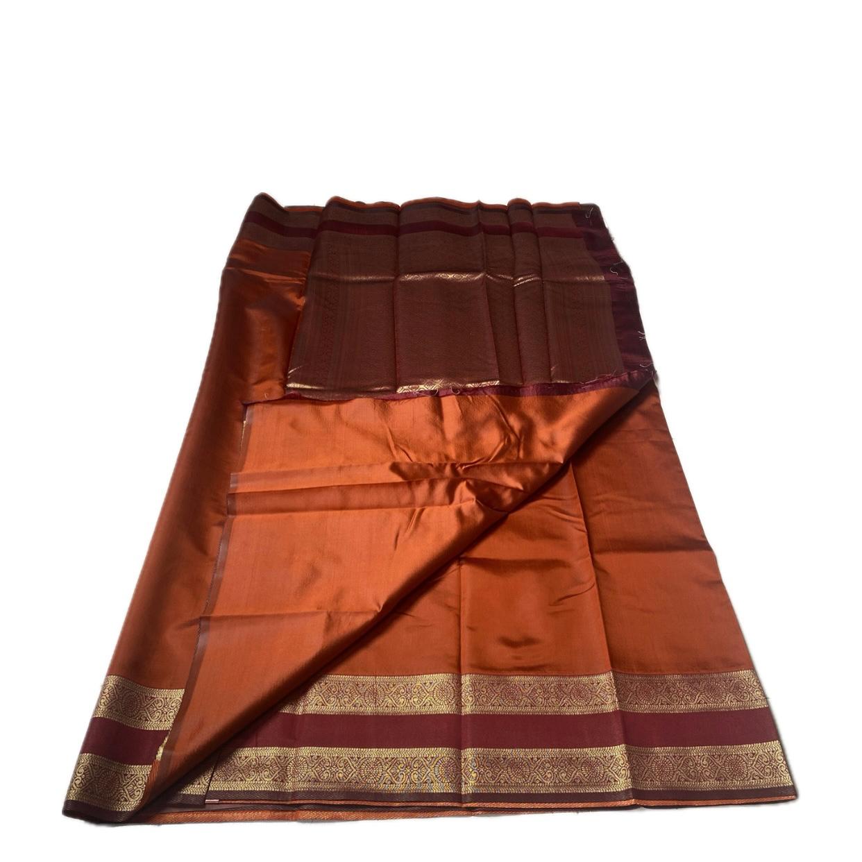 Khushi Soft Silk Saree with Plain Body & Red Double Zari Border