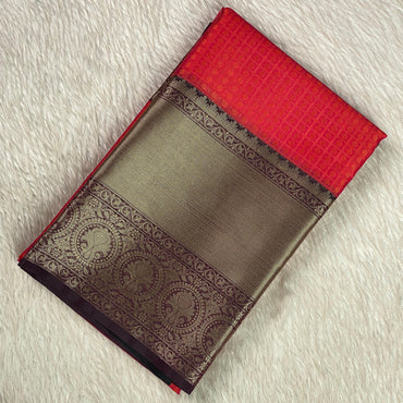 Devanshi – Premium Burnt Orange Saree with Rich Purple Zari Border