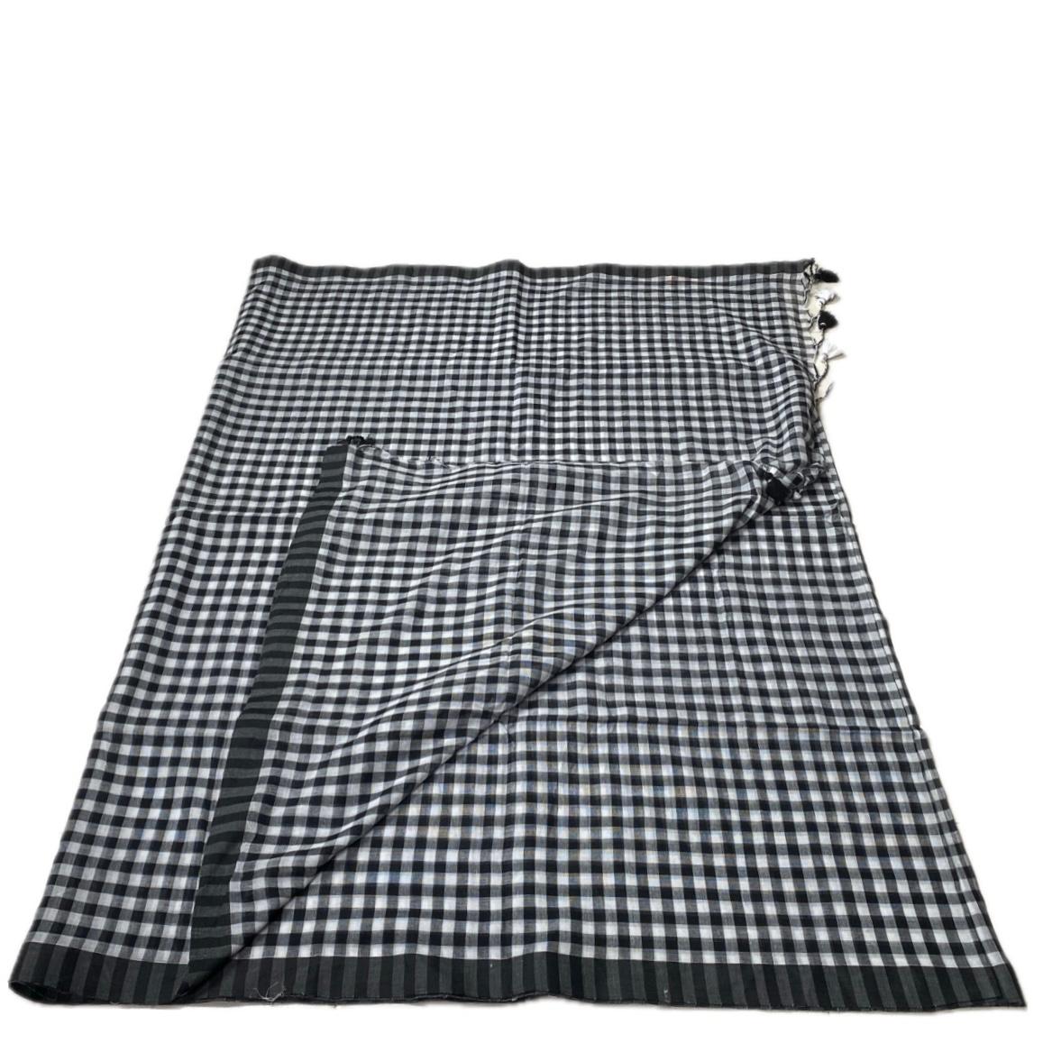 Soft Mul Cotton Checks Saree Black