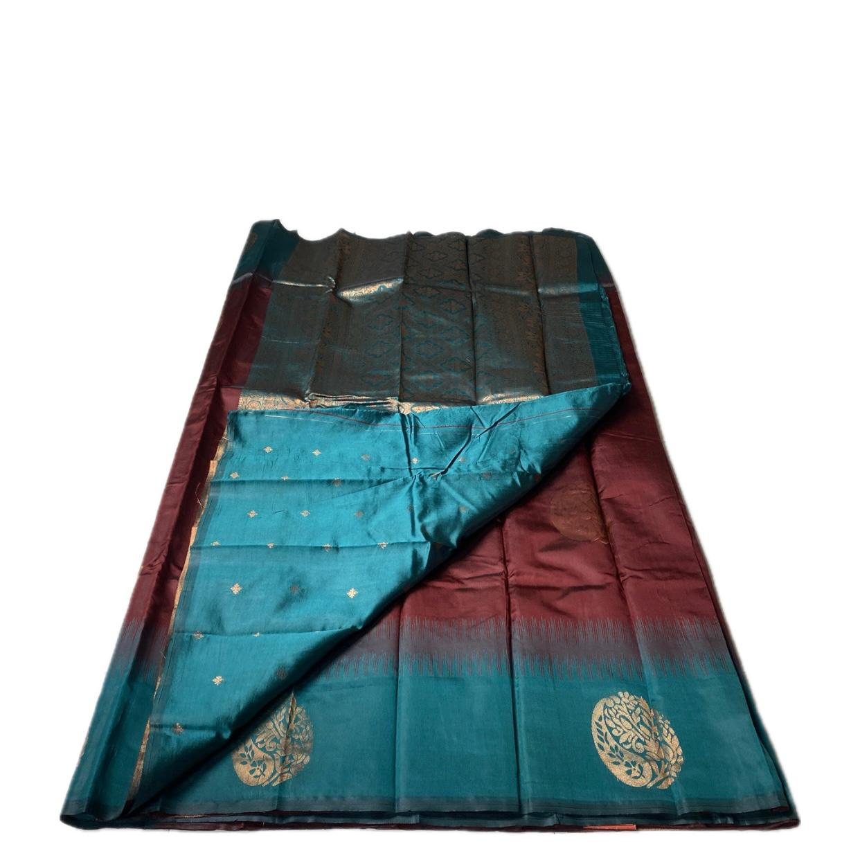 Kaveri Traditional Dual-Shade Silk Saree with Zari Border Maroon