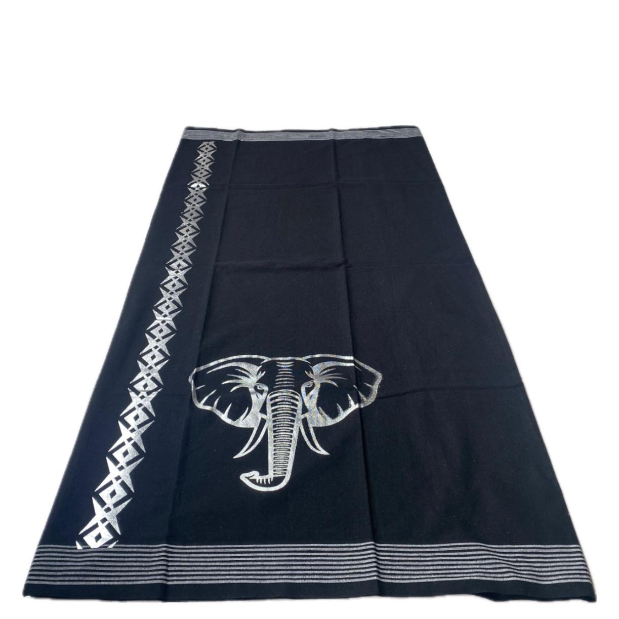 Elephant Silver Foil Printed Dhoti for Men