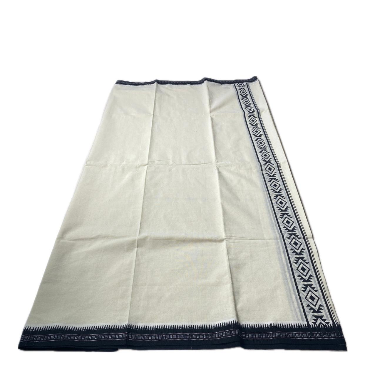 Traditional Off-White Dhoti with Royal Black Geometric Printed Border