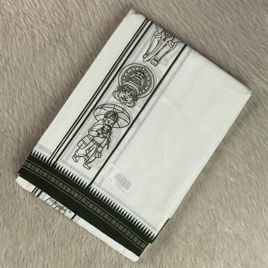 Onam Theme Special Black Printed Kerala Kasavu Mundu