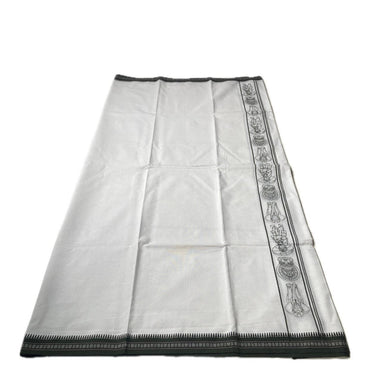 Onam Special Edition Black Printed Krishna & Flute Motif Cotton Kerala Mundu