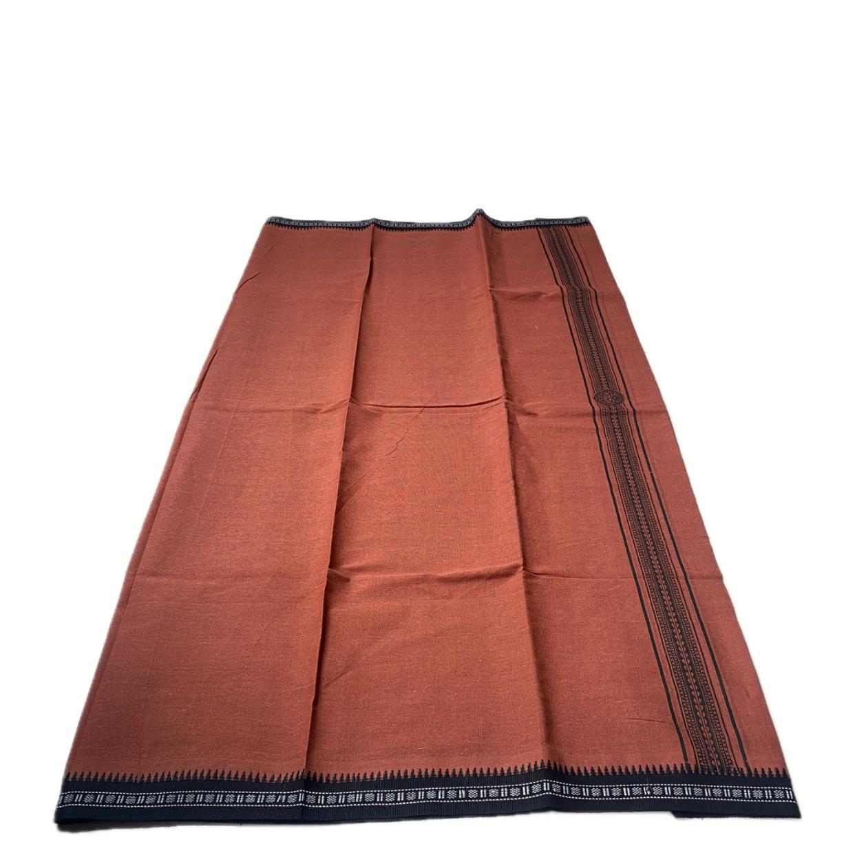 Traditional Rust RedKavi Kerala Mundu with Black Border