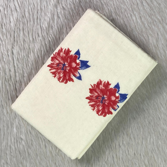 Red Daliya Floral Cotton Set Mund