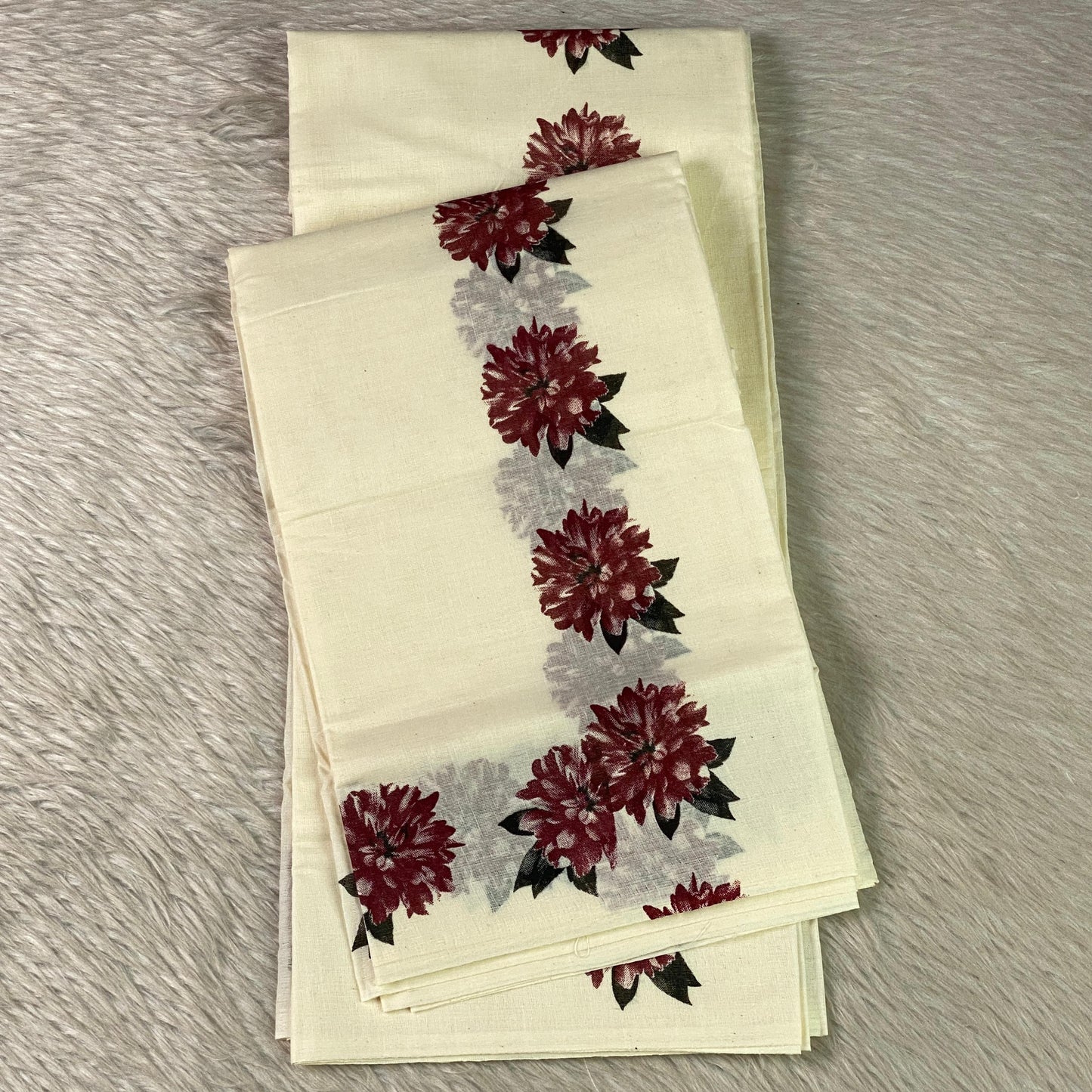 Maroon Daliya Floral Cotton Set Mund