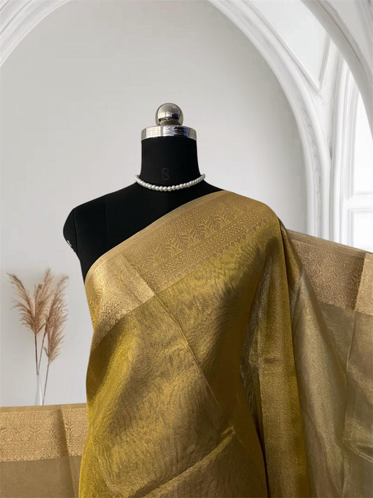 Premium Golden Tissue Saree