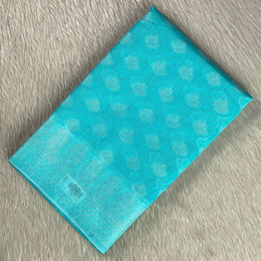 Sukanya Sky Blue Cotton Floral Butta Saree