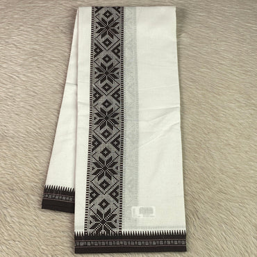 Royal Black Floral Border Kerala Dhoti