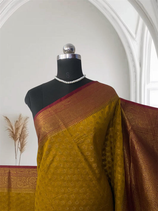 Georgette Banarasi Butta Saree Mustard