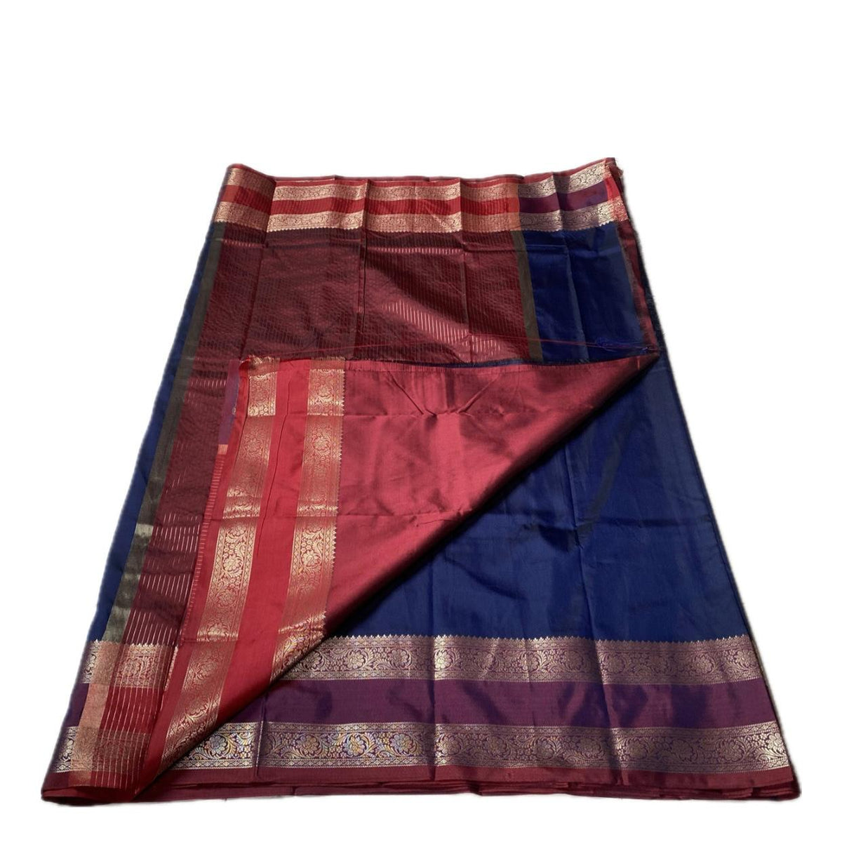 Ishani Semi Silk saree with Double Zari Border Blue