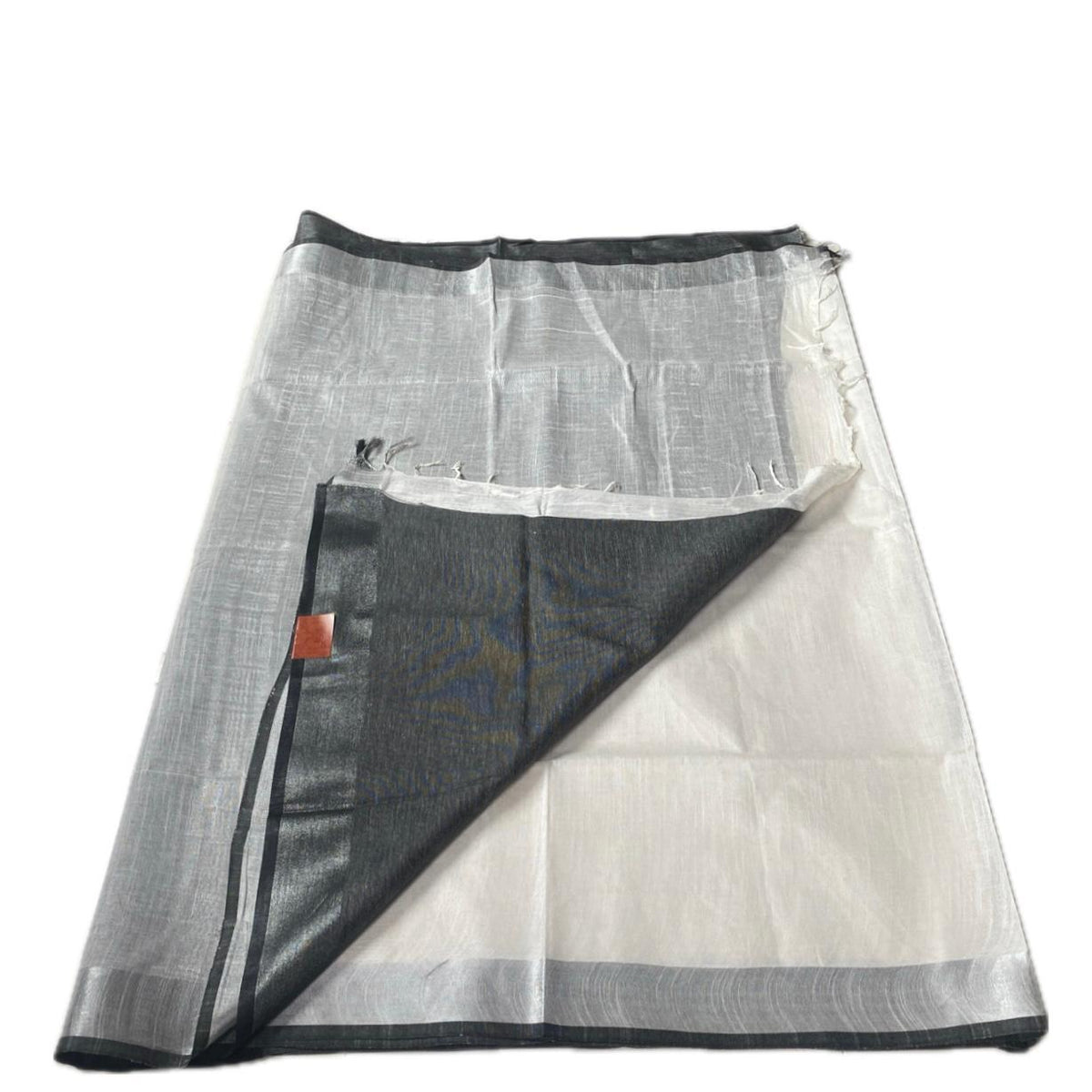 Pavithra Premium Cotton Linen blend White Saree with Black Border