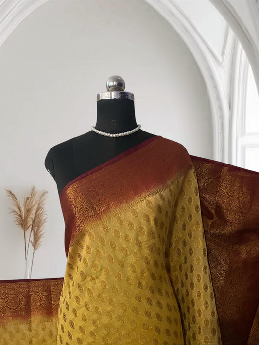 Georgette Banrasi Saree with Elegant golden woven motifs