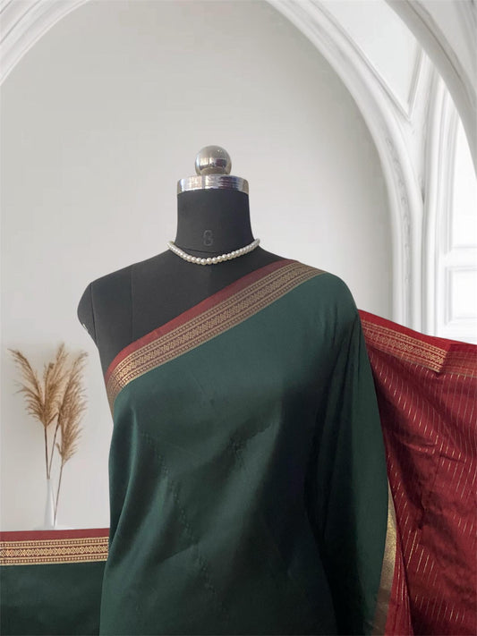 Semi Silk Saree with Red Border