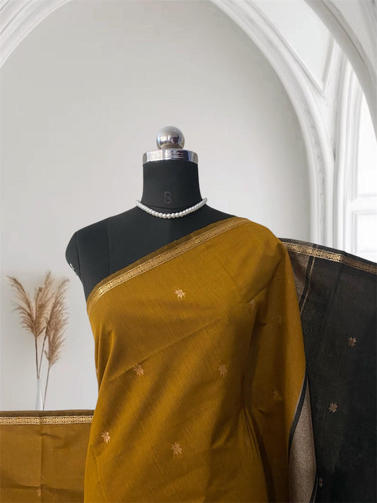Maheshwari Cotton In Mustard and Black
