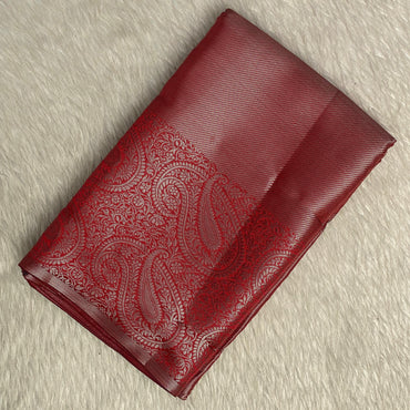 Bridal Red Silk Saree with Antique Gold Zari Motif (Wedding Collections)