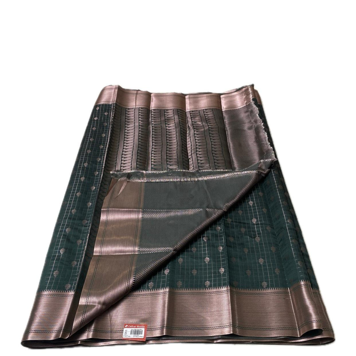 Radhima Green Royal Checks Silk Saree with Golden Zari