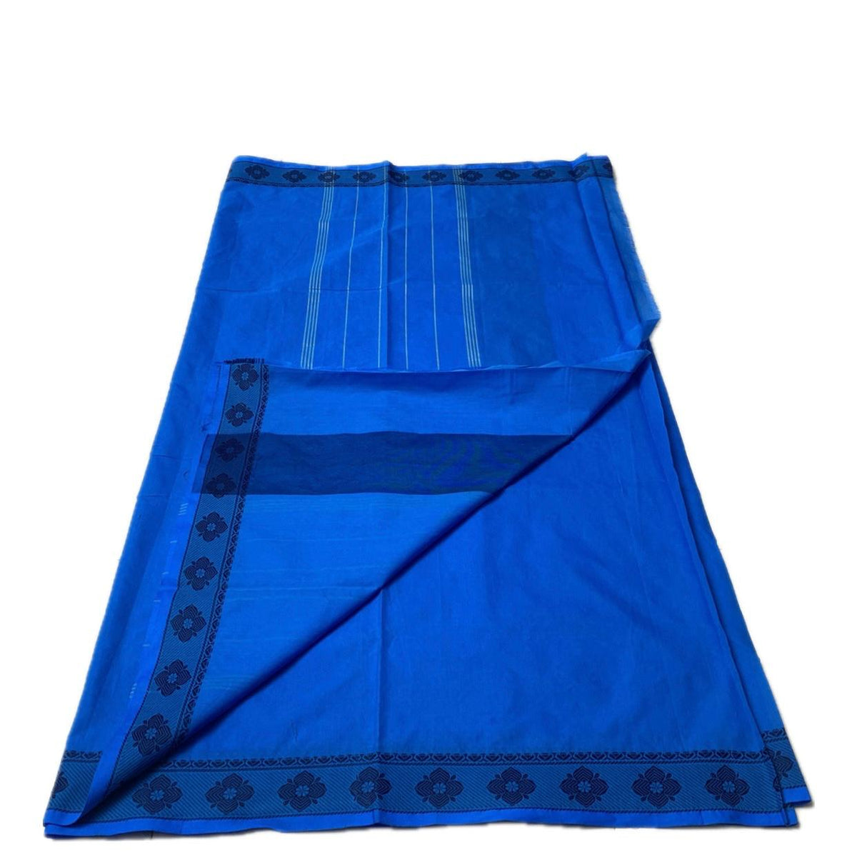Royal Blue Linen Saree with Black Border