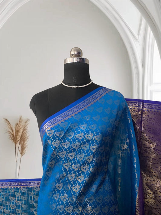Wedding Silk Saree in Blue Combination