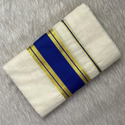 Kerala Cotton Set mund with Blue Border