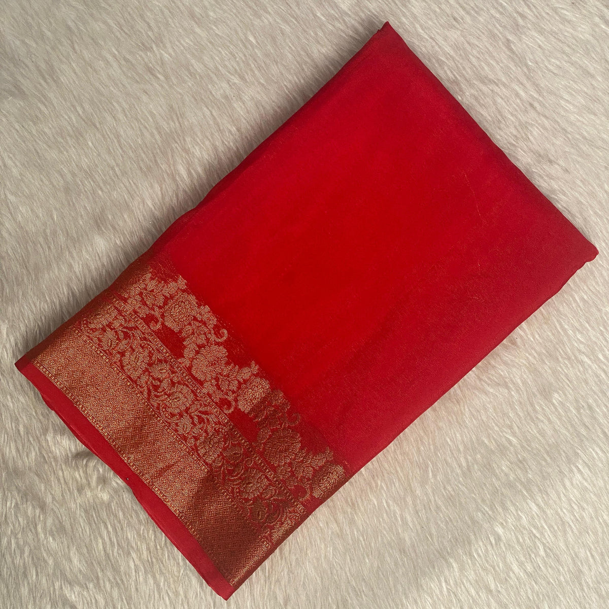 Devasena Red with Floral Border