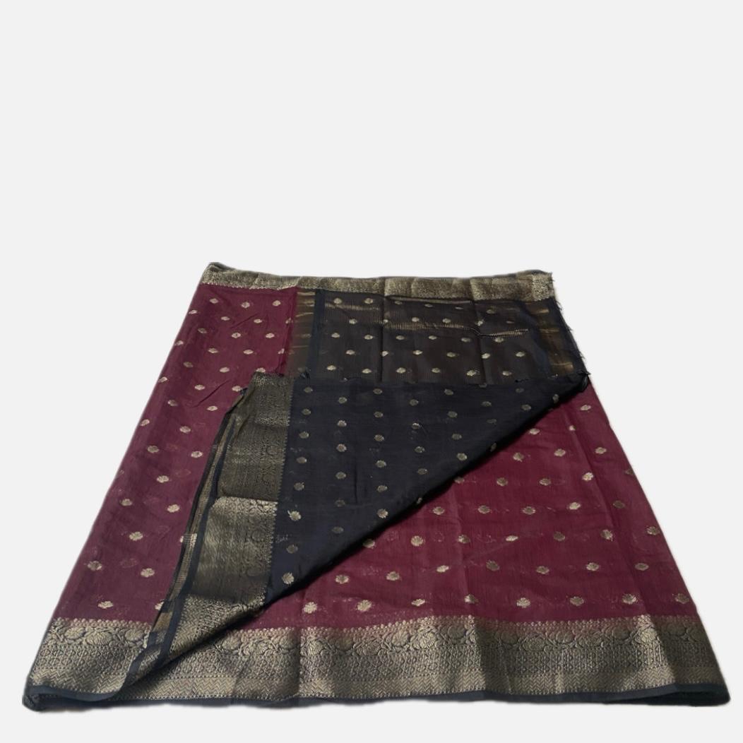 Royal Purple & Gold Zari Woven Semi Jute Saree