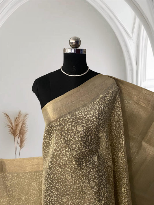 Tissue Organza Saree with Floral Embroidary