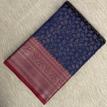 Semi Silk Saree in Blue (Wedding Collection)